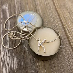 Vintage Metalsmiths Monogram “K” Sterling Silver Necklace